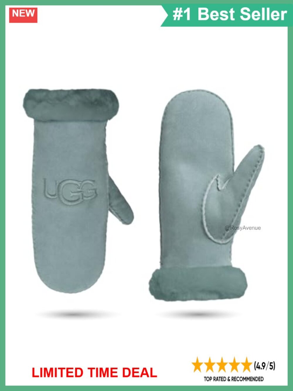 Sheepskin Mittens with Doubleface Wool Lining Tech Palm Water Resistant